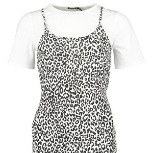 Leopard print 2 in 1 slip dress